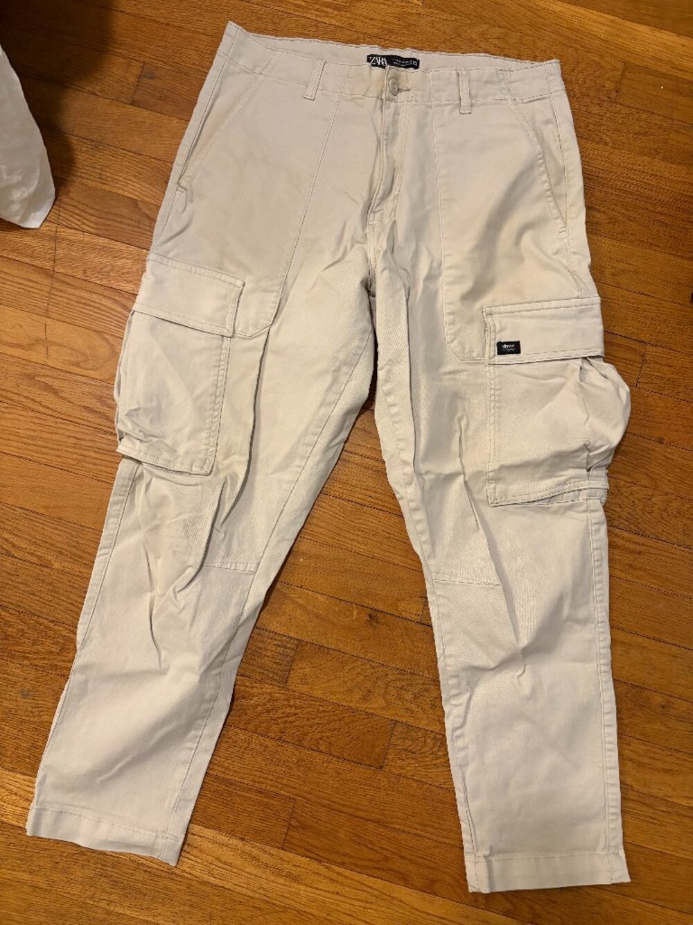 Zara Khaki Pants, Cream/White